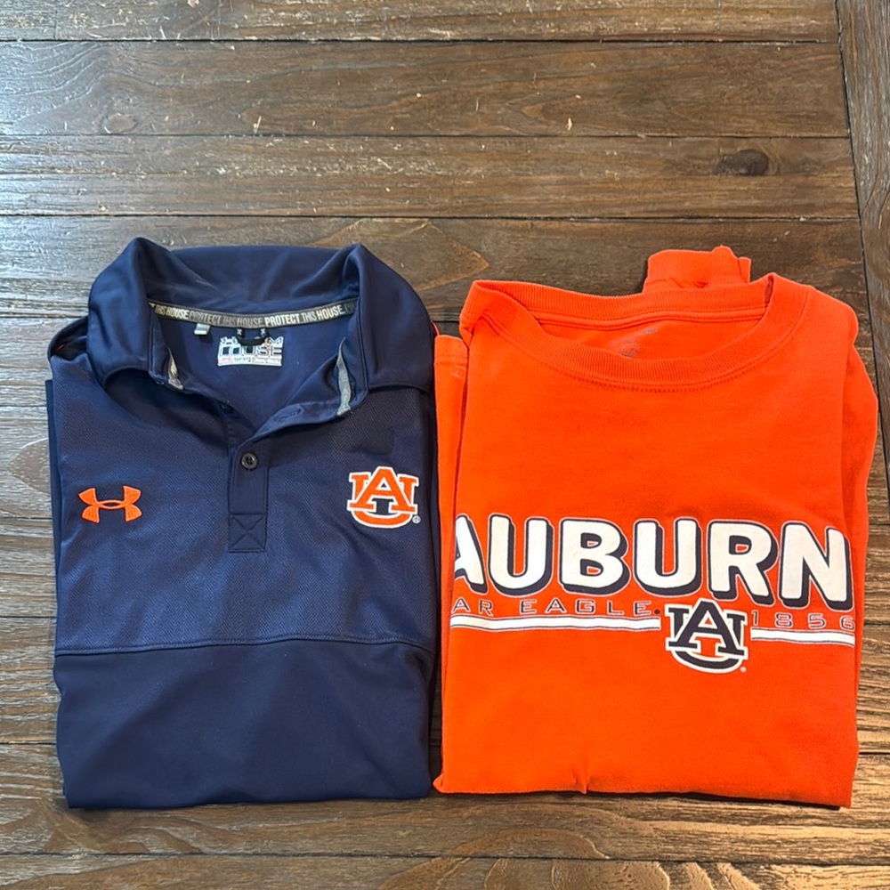 Under Armour Blue and Orange Polo Shirt and Auburn Long-sleeved T-shirt